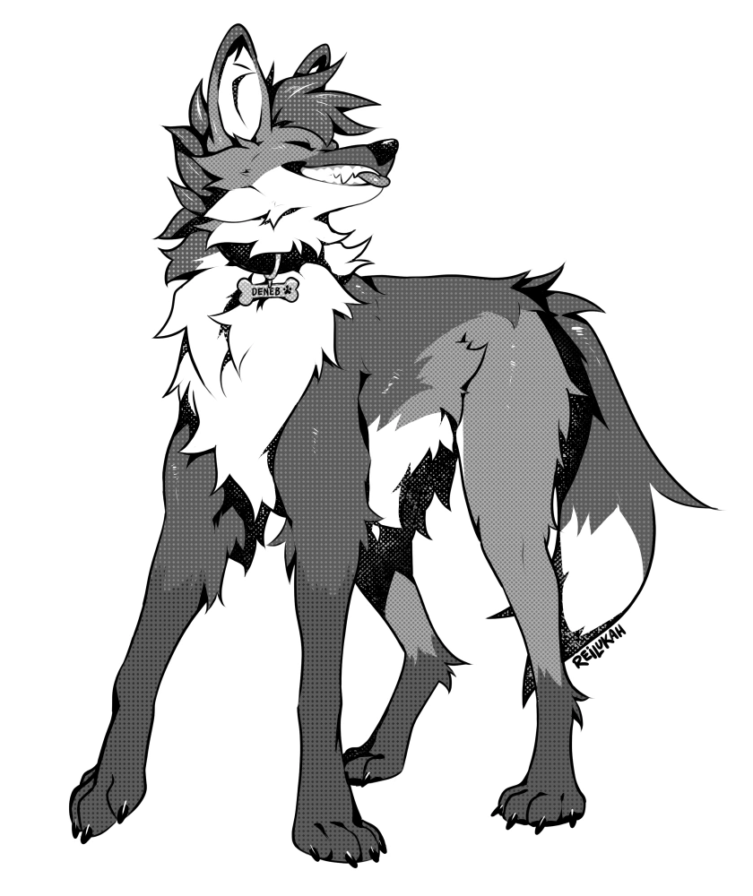 Manga-style full-body feral commission by Reilukah